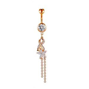 14K Rose Gold Plated Diamond Belly Button